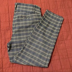 Stretchy Grey and Gold Plaid Pull-on Work Pants